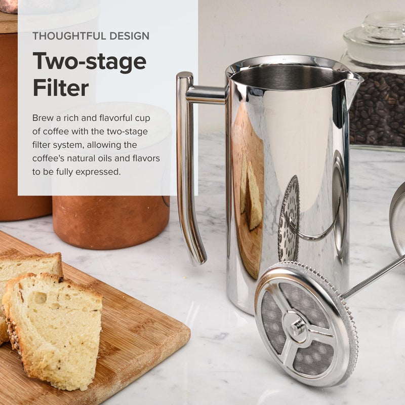 Frieling Double-Walled Stainless-Steel French Press Coffee Maker, Polished, 23 Ounces - Image 3